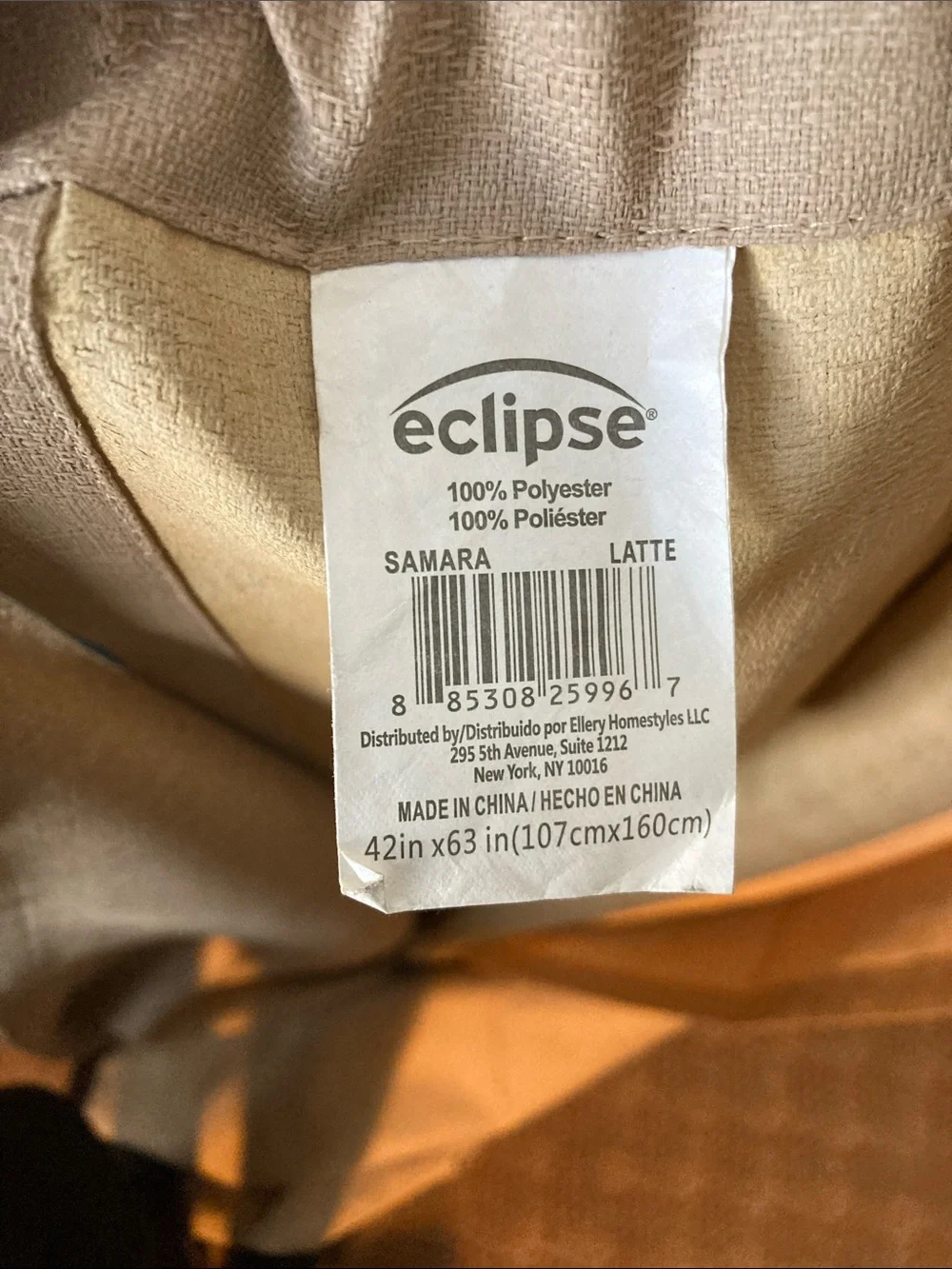 NWT Eclipse Latte Drape Panels -  42” W x  63” L - 4 panels
